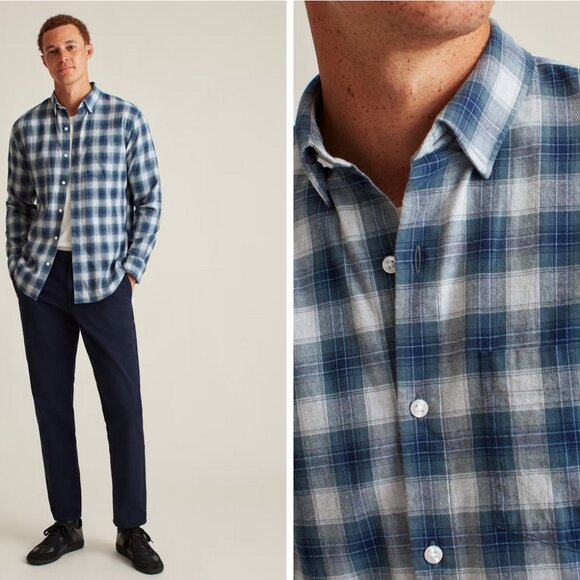 Bonobos Navy Flannel Stretch Casual Dinner Work Button Down L - Picture 4 of 4